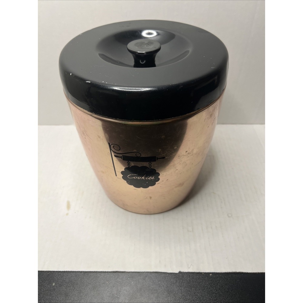 Vintage WEST BEND COPPER COLOR COOKIES CANISTER WITH LID
